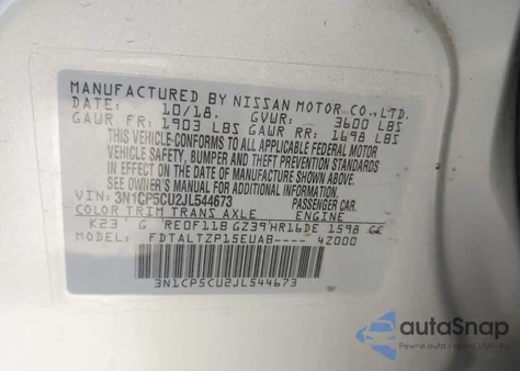 2018 Nissan Kicks Sr from USA, damaged, VIN 3N1CP5CU2JL544673